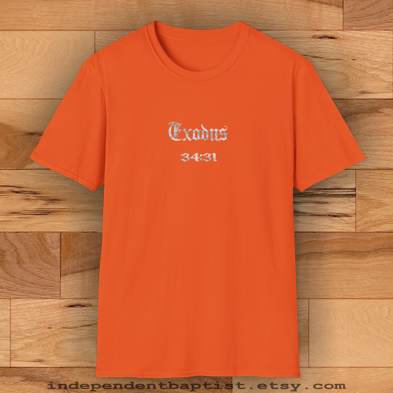 Mens Bible Verse T Shirt Exodus 34:31